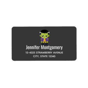Green Frankenstein Monster Halloween Etiket