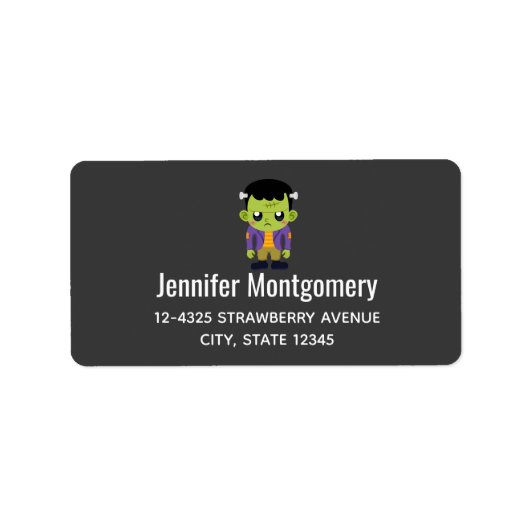 Green Frankenstein Monster Halloween Etiket (Voorkant)