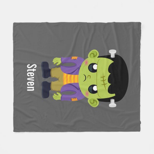Green Frankenstein Monster Halloween Fleece Deken (Voorkant (Horizontaal))