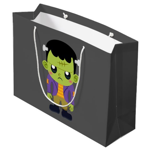 Green Frankenstein Monster Halloween Groot Cadeauzakje (Achterkant Gekanteld)