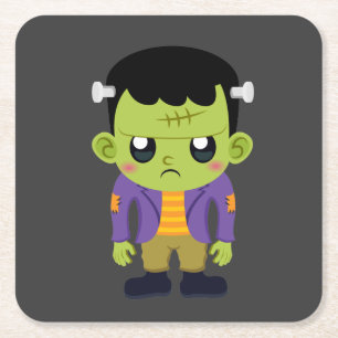 Green Frankenstein Monster Halloween Kartonnen Onderzetters