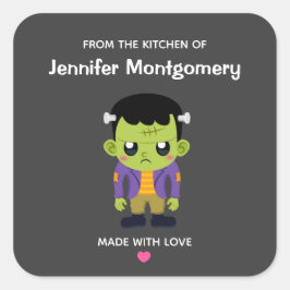 Green Frankenstein Monster Halloween Kitchen Vierkante Sticker