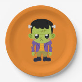 Green Frankenstein Monster Halloween Papieren Bordje (Voorkant)
