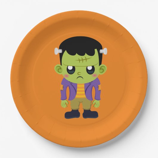 Green Frankenstein Monster Halloween Papieren Bordje (Voorkant)