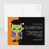 Green Frankenstein Monster Halloween Party Uitnodiging Briefkaart (Voorkant / Achterkant)