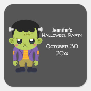 Green Frankenstein Monster Halloween Party Vierkante Sticker