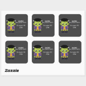Green Frankenstein Monster Halloween Party Vierkante Sticker (Vel)
