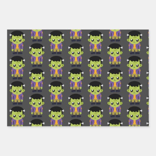 Green Frankenstein Monster Halloween Pattern Inpakpapier Vel (Voorkant)
