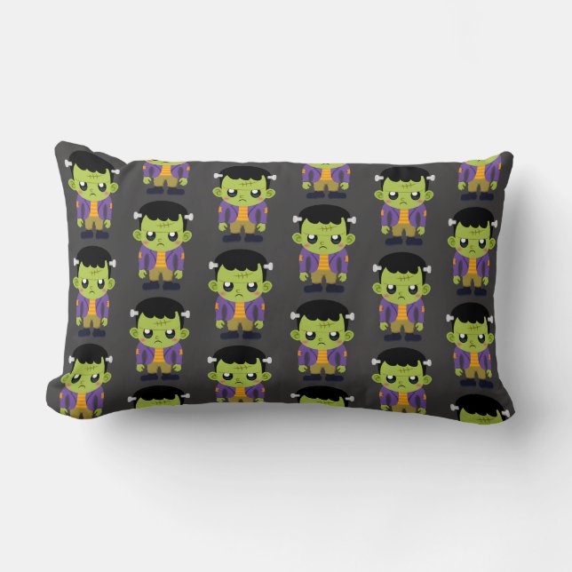 Green Frankenstein Monster Halloween Pattern Kussen (Voorkant)