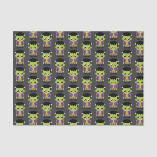 Green Frankenstein Monster Halloween Pattern Tissuepapier (Voorkant)
