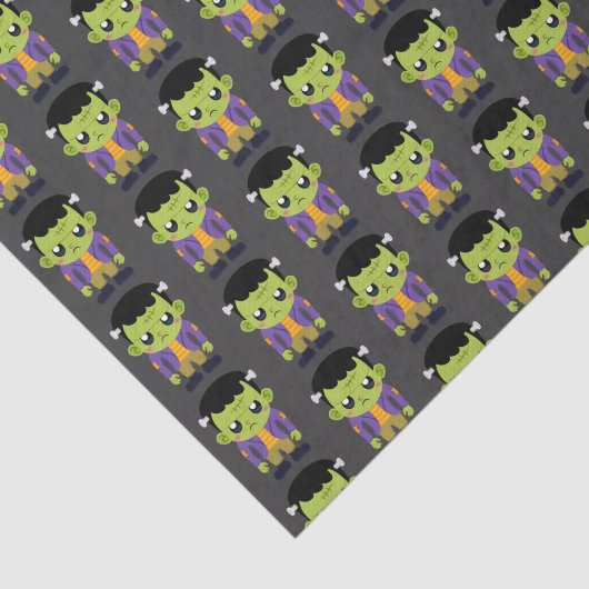 Green Frankenstein Monster Halloween Pattern Tissuepapier (Detail)