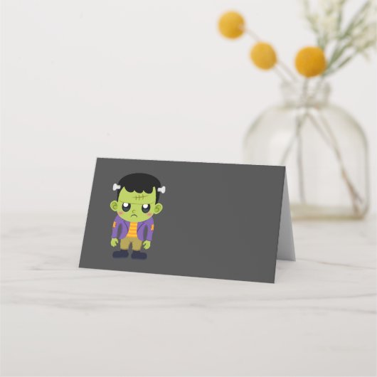 Green Frankenstein Monster Halloween Plaatskaartje (Voorkant)