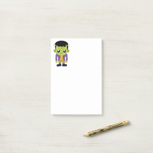 Green Frankenstein Monster Halloween Post-it® Notes (Op bureau)