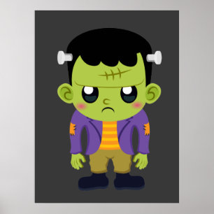 Green Frankenstein Monster Halloween Poster
