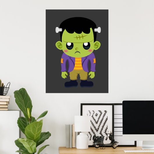 Green Frankenstein Monster Halloween Poster (Thuiskantoor)