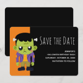 Green Frankenstein Monster Halloween Save The Date (Voorkant / Achterkant)