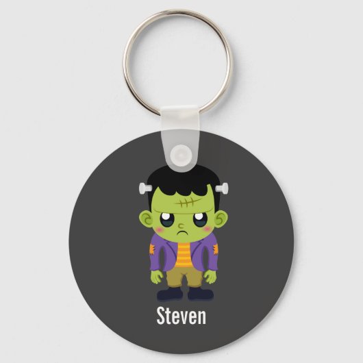 Green Frankenstein Monster Halloween Sleutelhanger (Voorkant)