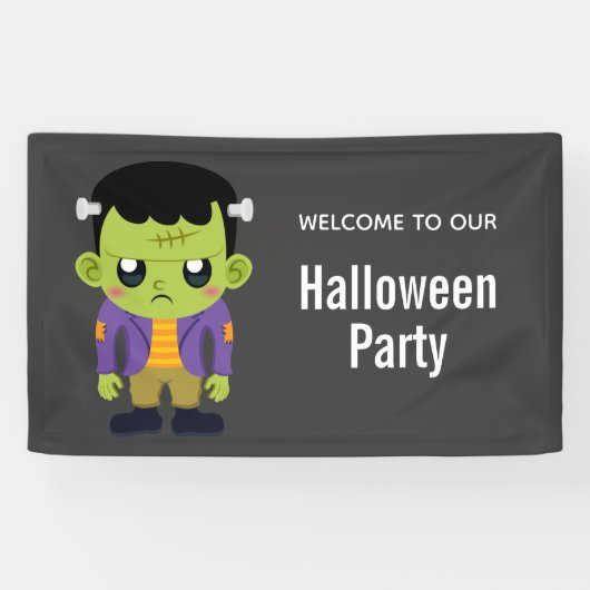 Green Frankenstein Monster Halloween Spandoek (Horizontaal)