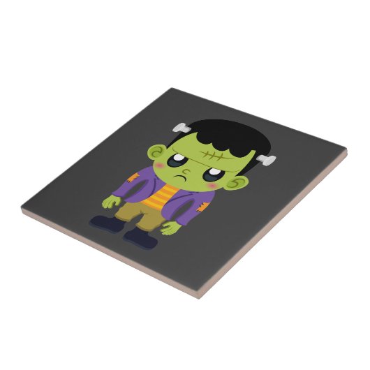 Green Frankenstein Monster Halloween Tegeltje (Zijkant)