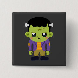 Green Frankenstein Monster Halloween Vierkante Button 5,1 Cm