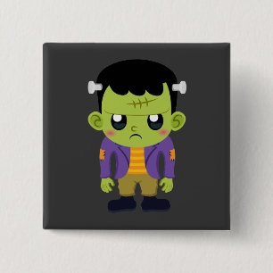 Green Frankenstein Monster Halloween Vierkante Button 5,1 Cm