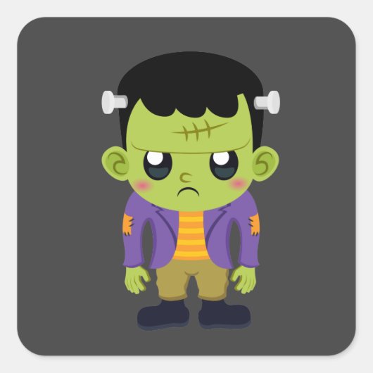 Green Frankenstein Monster Halloween Vierkante Sticker (Voorkant)