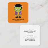 Green Frankenstein Monster Halloween Vierkante Visitekaartje (Voorkant / Achterkant)