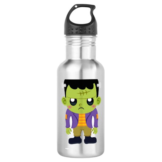 Green Frankenstein Monster Halloween Waterfles (Voorkant)