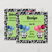 Green Fraternal Twins Baby shower Kaart (Voorkant / Achterkant)