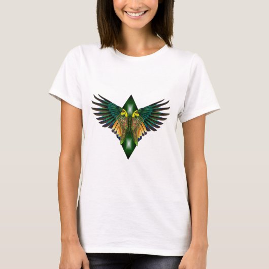 Green Freedom Wings Diamond Design T-shirt (Voorkant)