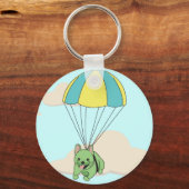 Green French Bulldog Umbrella Fun Sleutelhanger (Voorkant)
