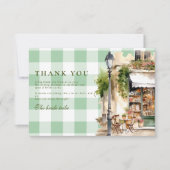 Green French Cafe Vrijgezellenfeest Bedankkaart (Voorkant)