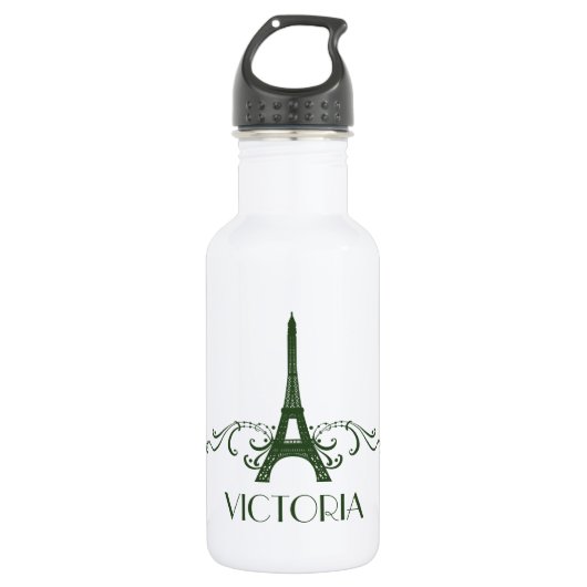 Green French Flourish Waterfles (Voorkant)