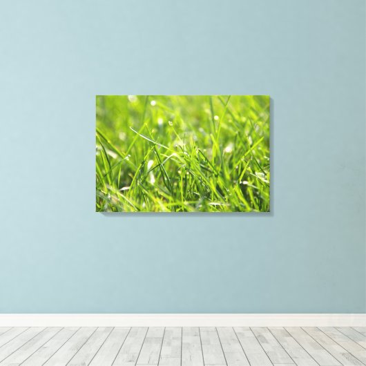 Green Fresh Morning Grass Canvas Afdruk (Insitu (Houten vloer))