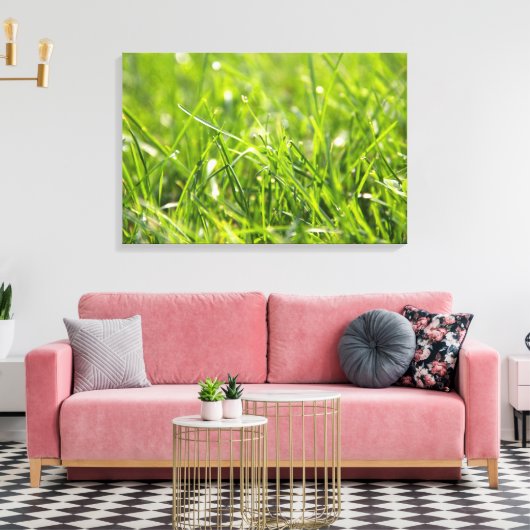 Green Fresh Morning Grass Canvas Afdruk (Insitu (Woonkamer))