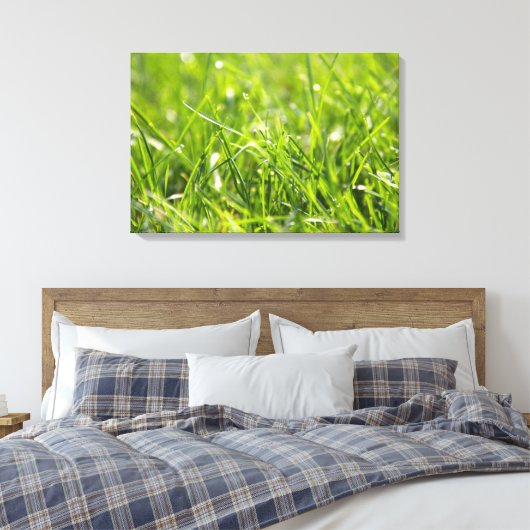 Green Fresh Morning Grass Canvas Afdruk (Insitu (Slaapkamer))