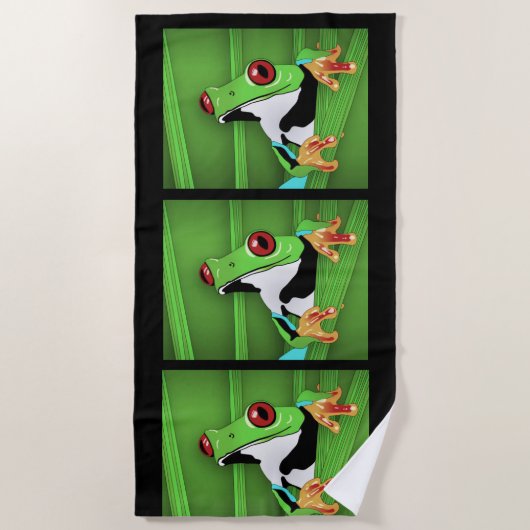 Green Frog Beach Towel Strandlaken (Voorkant)