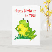 Green Frog Birthday-kaart Kaart (Gele Bloem)