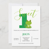 Green Frog Birthday Party Invitation Kaart (Voorkant)