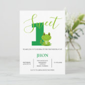 Green Frog Birthday Party Invitation Kaart (Staand voorkant)