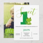 Green Frog Birthday Party Invitation Kaart (Voorkant / Achterkant)