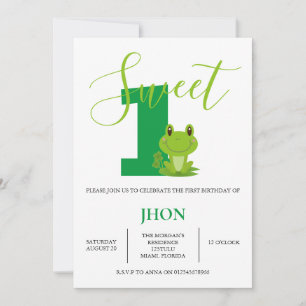 Green Frog Birthday Party Invitation Kaart