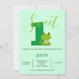 Green Frog Birthday Party Invitation Kaart