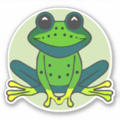 Green Frog Cartoon Clipart Design-74742 Sticker (Voorkant)