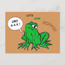 Green Frog Cartoon Coffee Time Briefkaart