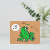 Green Frog Cartoon Coffee Time Briefkaart (Staand voorkant)