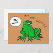 Green Frog Cartoon Coffee Time Briefkaart (Voorkant / Achterkant)