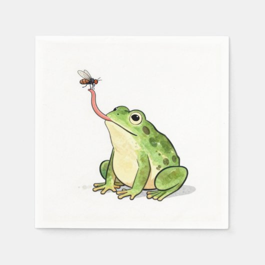 Green Frog Catching a Fly Servet (Voorkant)