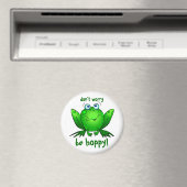 Green Frog Dont Worry Be Hoppy White Magnets Magneet (Insitu (Vaatwasser))