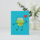 Green frog falling madly in love briefkaart (Staand voorkant)